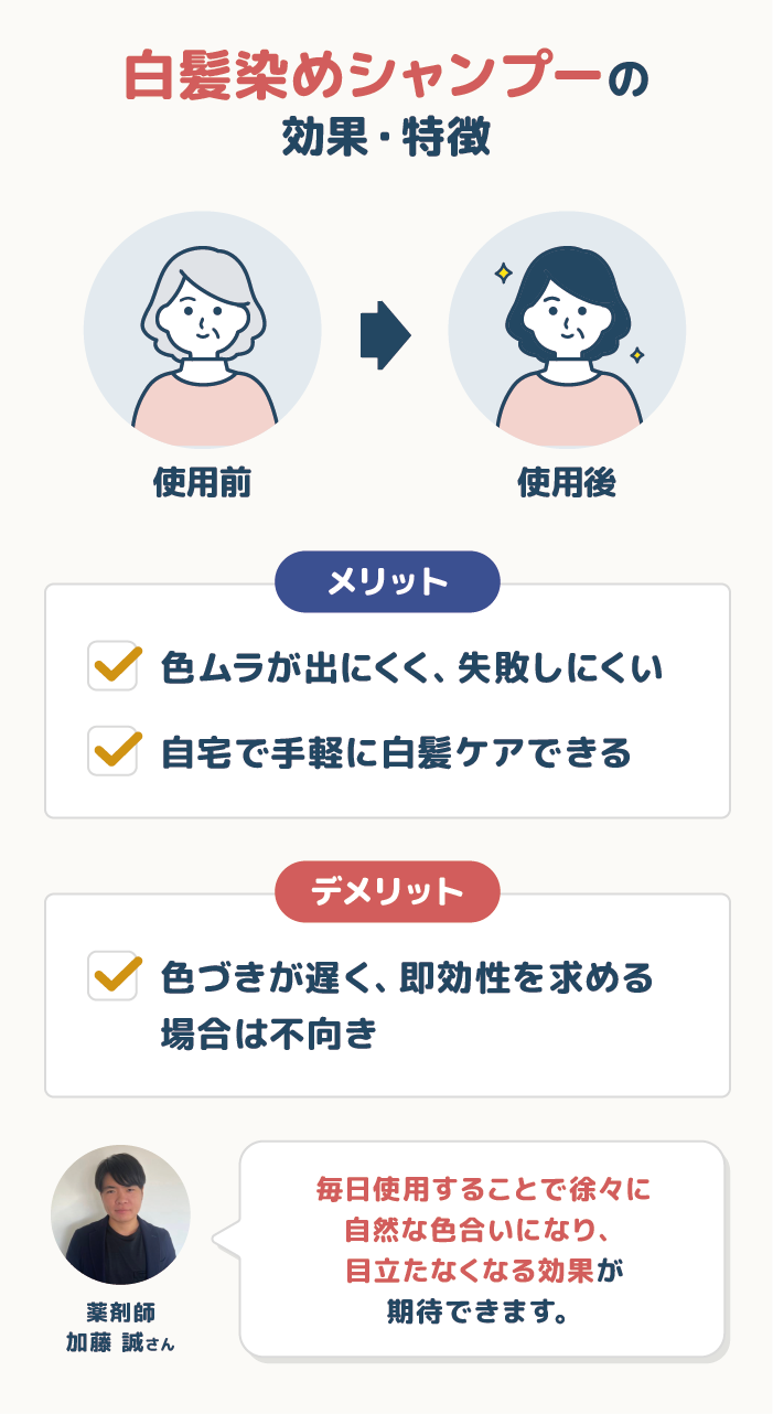 白髪染めシャンプーで本当に白髪が染まる？