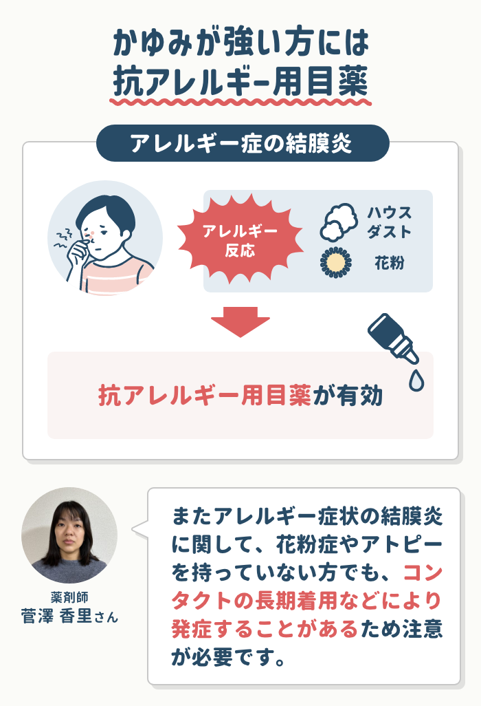 かゆみが強い方には【抗アレルギー用目薬】