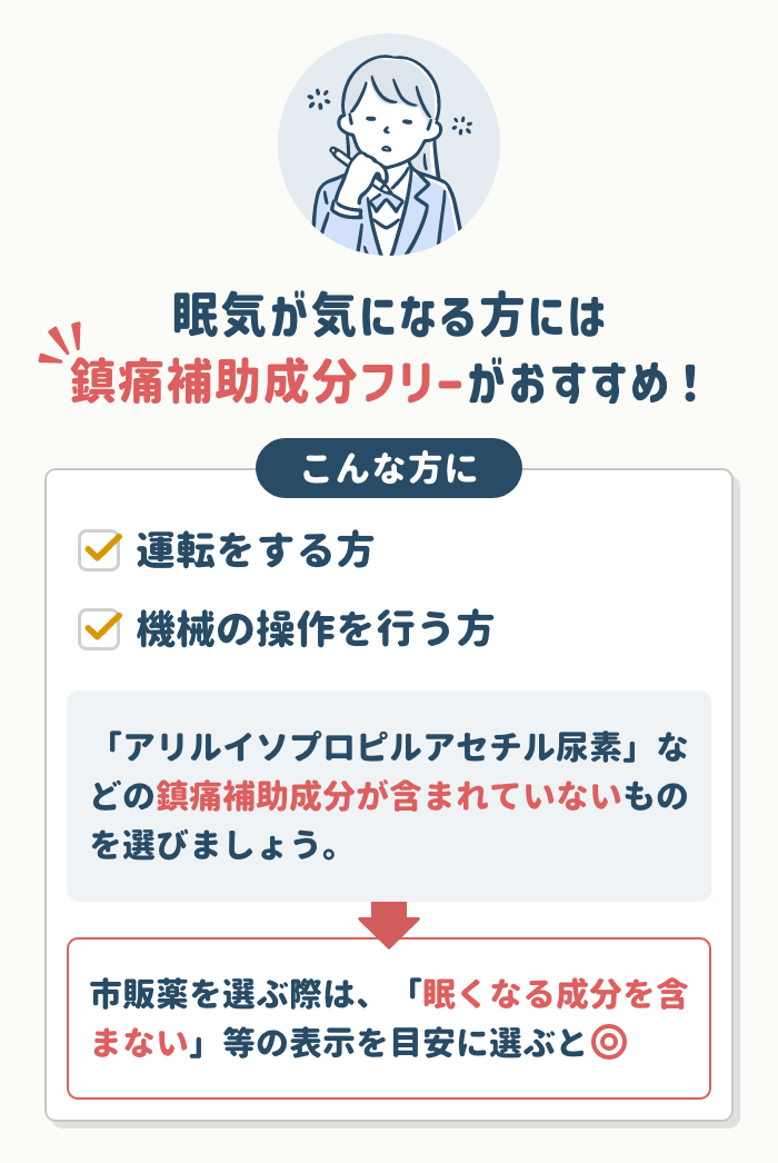 眠気が気になる方には鎮痛補助成分フリー