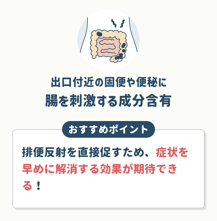 出口で固まる便やつらい便秘には腸を刺激する成分含有