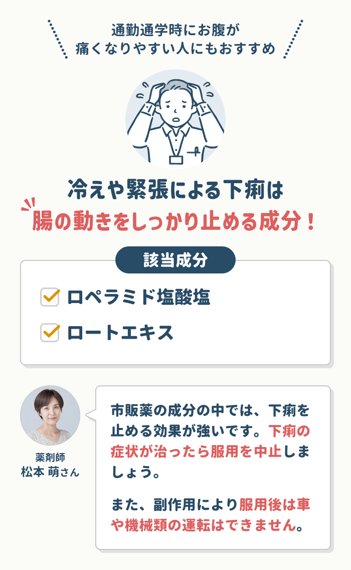冷えや緊張による下痢を止めたい方は【腸の動きをしっかり止める成分】