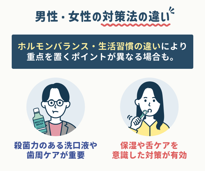女性と男性ではケア・対策法が違う?