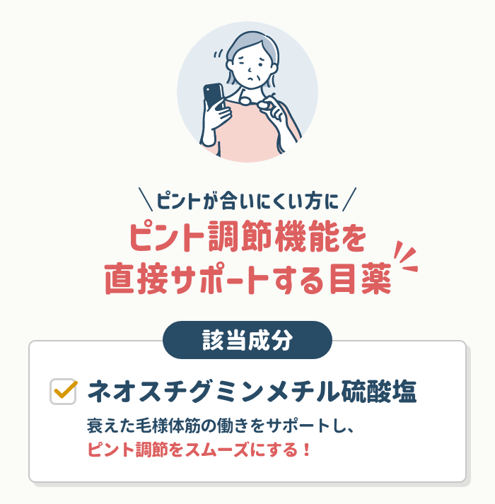 ピント調節機能を補う成分