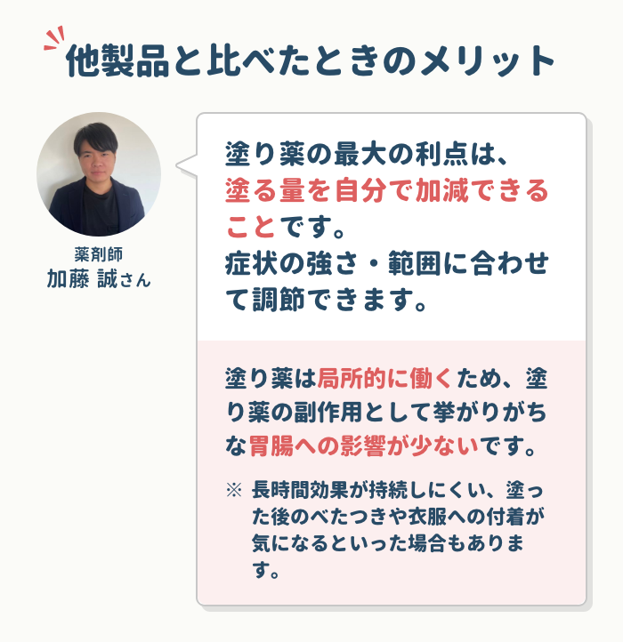 貼り薬や飲み薬との違い